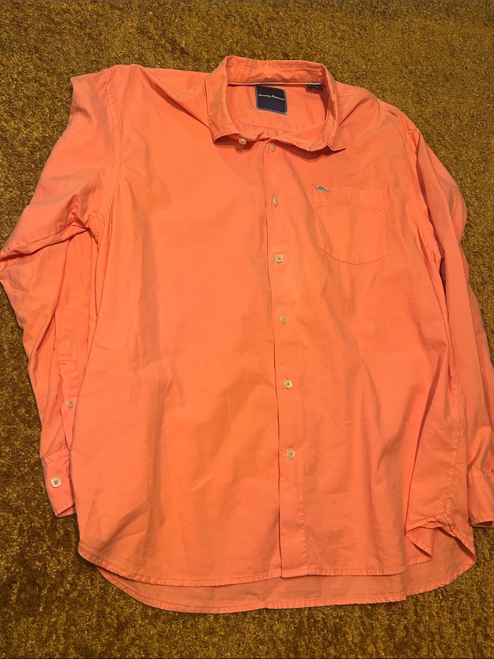 Tommy Bahama Bright Coral Long-Sleeve Button-Up Shirt